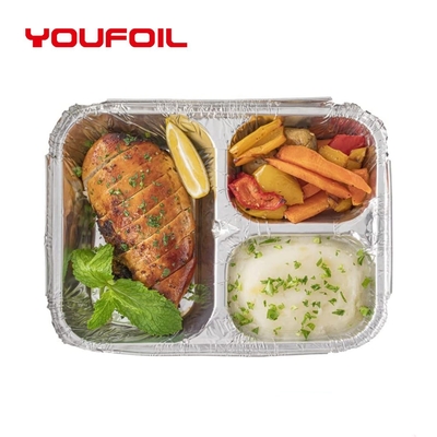 comprar Bandeja descartável da folha da cavidade do recipiente 3 da folha de alumínio de empacotamento de alimento afastado online manufacture