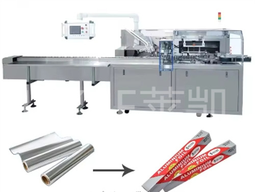 Máquina automática de embalagem em papel de alumínio de 1500 kg para embalagem em rolos de papel de alumínio de pequeno porte 30-60 caixas/min